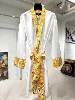 Men's Rose Satin Pajamas Set 2025 Luxury Silk Long Sleeve Loungewear Robe