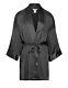 Men's Silk Robe Kimono Real Mulberry Silk Short 38 Inch Length Black