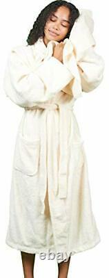 Men's Soft Bathrobe Relaxed Cut Unique Luxury Cotton Robe Medium-Large Cream