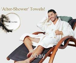 Men's Soft Bathrobe Relaxed Cut Unique Luxury Cotton Robe Medium-Large Cream