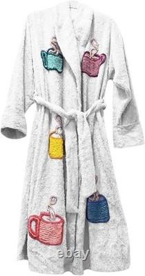 Men's Tyler Durden Shawl Collar Bathrobe Soft Terry Towel Coat, Cup Style Robe