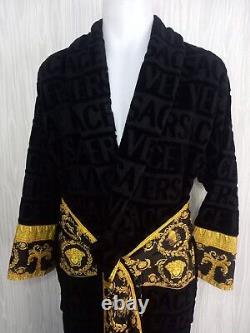 Men's Versace Bath Robe Baroque Dressing Gown Black