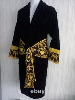 Men's Versace Bath Robe Baroque Dressing Gown Black