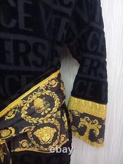 Men's Versace Bath Robe Baroque Dressing Gown Black