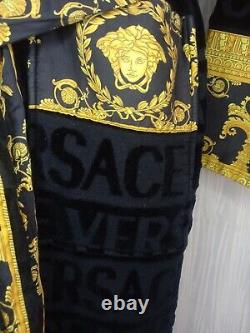 Men's Versace Bath Robe Baroque Dressing Gown Black