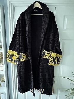 Men's Versace Bath Robe Baroque Dressing Gown Black