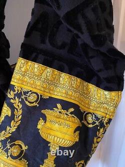 Men's Versace Bath Robe Baroque Dressing Gown Black & Gold