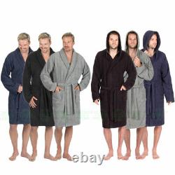Mens 100% Cotton Terry Cloth Towelling Bath Spa Robe Dressing Gown Soft Warm UK