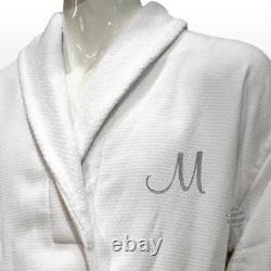 Mens 5 Hotel Edition White Bath Robe Waffle/terry Silver Personalized Bathrobe