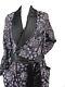 Mens Antique silk Dressing Gown Purple black Art Deco Bathrobe brocade Filene