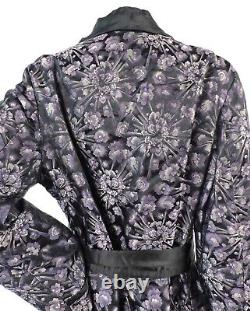Mens Antique silk Dressing Gown Purple black Art Deco Bathrobe brocade Filene