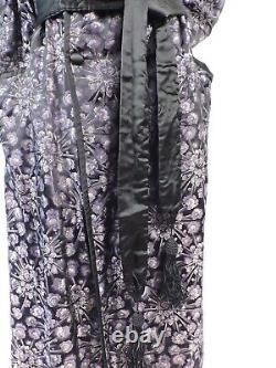 Mens Antique silk Dressing Gown Purple black Art Deco Bathrobe brocade Filene
