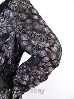 Mens Antique silk Dressing Gown Purple black Art Deco Bathrobe brocade Filene