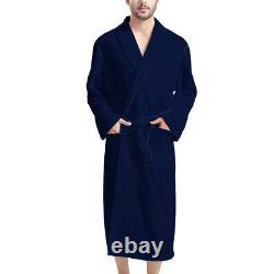 Mens Bathrobe Full Length Towelling Shawl Dressing Gown Bath Robe Sleepwear