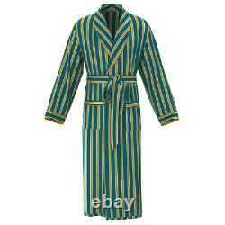 Mens Black White Striped Real 22mm 100% Silk Bath Robe Night Dress Sleeping Gown