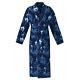 Mens Dark Blue Floral 30mm 100% Silk Bath Robe Night Dress Sleeping Gown