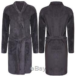 Mens Fleece Dressing Gown Super Soft Luxury Nightwear Bathrobe Clearance Stock