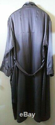 Mens Intimo Grey 100% Silk Bathrobe Shawl Collar Belt 3 Pockets Unisex Large