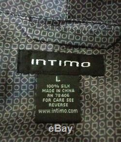 Mens Intimo Grey 100% Silk Bathrobe Shawl Collar Belt 3 Pockets Unisex Large