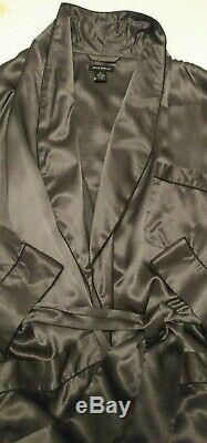 Mens Intimo Grey 100% Silk Bathrobe Shawl Collar Belt 3 Pockets Unisex Large