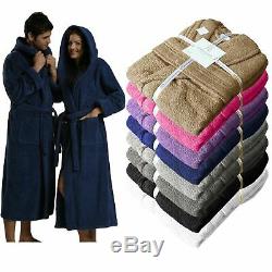 Mens & Ladies 100% Cotton Terry Towelling Shawl Bathrobe Dressing Gown Bath Robe