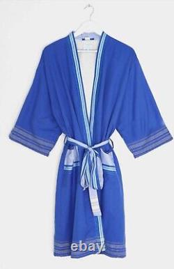Mens / Ladies towelling dressing gown ASPIGA bathrobe S blue white £68.00