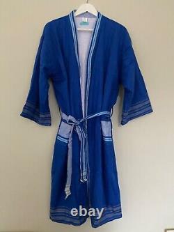 Mens / Ladies towelling dressing gown ASPIGA bathrobe S blue white £68.00