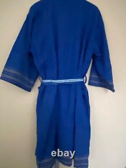 Mens / Ladies towelling dressing gown ASPIGA bathrobe S blue white £68.00