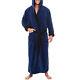 Mens Long Dressing Gown Fleece Hooded Bathing Robe Extra Warm Lounge Sleepwear