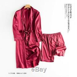 Mens Long Sleeved bathrobe Summer nightgown Silk pajamas Nighty nightclothes New