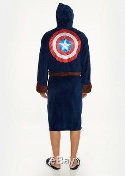 Mens Marvel Avengers Civil War Captain America Dressing Bath Night Gown Robe