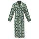 Mens Navy Blue Geometric Print 100% Silk Bath Robe Night Dress Sleeping Gown