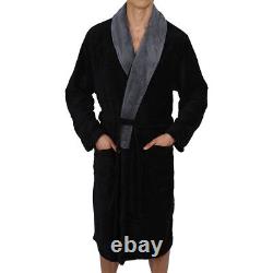 Mens-ROBE -Bathrobe- Coral Fleece-HOOD SUPER SOFT Thick Weight USA SELLER