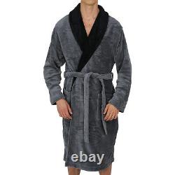 Mens-ROBE -Bathrobe- Shawl Collar Coral Fleece SUPER SOFT Heavy Weight USA