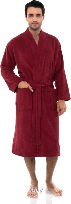 Mens Robe, 100% Cotton Terry Cloth Bathrobe, Soft Kimono Bath Robe for Men