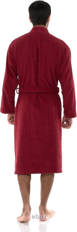 Mens Robe, 100% Cotton Terry Cloth Bathrobe, Soft Kimono Bath Robe for Men