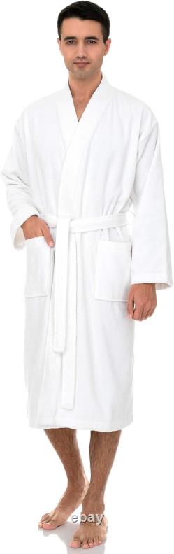 Mens Robe, 100% Cotton Terry Cloth Bathrobe, Soft Kimono Bath Robe for Men