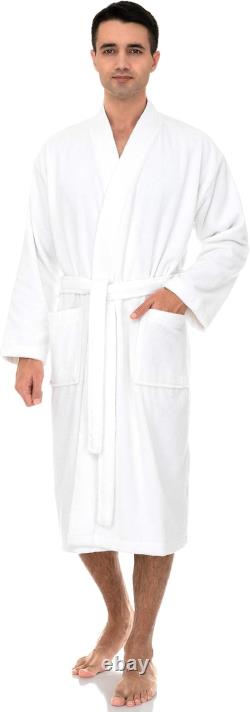 Mens Robe, 100% Cotton Terry Cloth Bathrobe, Soft Kimono Bath Robe for Men