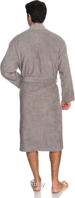 Mens Robe, 100% Cotton Terry Cloth Bathrobe, Soft Kimono Bath Robe for Men