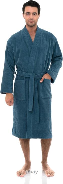 Mens Robe, 100% Cotton Terry Cloth Bathrobe, Soft Kimono Bath Robe for Men