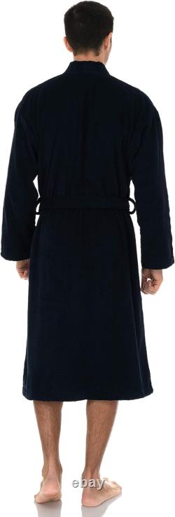 Mens Robe, 100% Cotton Terry Cloth Bathrobe, Soft Kimono Bath Robe for Men