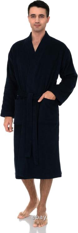 Mens Robe, 100% Cotton Terry Cloth Bathrobe, Soft Kimono Bath Robe for Men