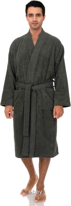 Mens Robe, 100% Cotton Terry Cloth Bathrobe, Soft Kimono Bath Robe for Men