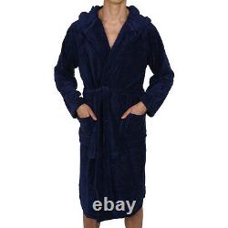 Mens Robe Bathrobe Coral Fleece Hooded Robe - Super Soft USA Seller FAST SHIP