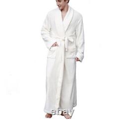 Mens Robe Flannel Fleece Solid Color Thick Autumn Winter Bathrobe Comfortable