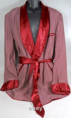 Mens Smoking Jacket Dressing Gown Robe Clothing Vintage 1940s Red Satin 2XL 3XL