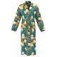 Mens Teal Blue Gold Chain Print 100% Silk Bath Robe Night Dress Sleeping Gown