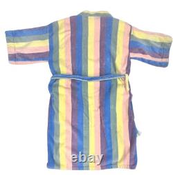 Mens VTG 1960s Turkish Terry Pastel Rainbow Stripe Bathrobe Small Medium OSFA