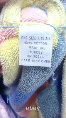 Mens VTG 1960s Turkish Terry Pastel Rainbow Stripe Bathrobe Small Medium OSFA