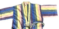 Mens VTG 1960s Turkish Terry Pastel Rainbow Stripe Bathrobe Small Medium OSFA
